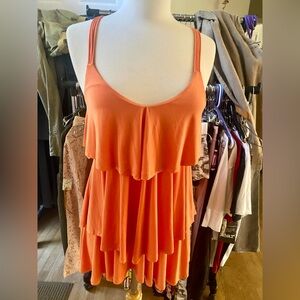 Pink Polkadot Orange Layered Women's Tunic